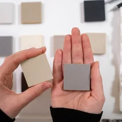 Choosing paving and planting materials from samples